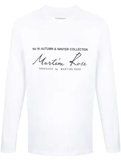 Martine Rose Logo-print Long-sleeve T-shirt In White