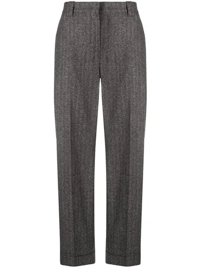 Pt01 Straight-leg Herringbone Trousers In Grey