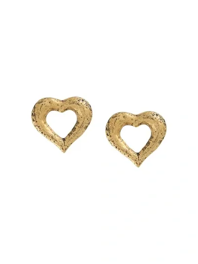 Saint Laurent Heart Clip-on Earrings In Gold