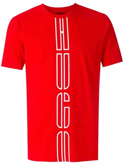 Hugo Logo-stripe Short-sleeve T-shirt In Red