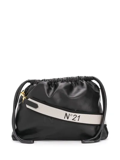 N°21 Drawstring Leather Crossbody Bag In Black