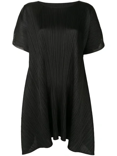 Issey Miyake Pleated Flared Dress In Black