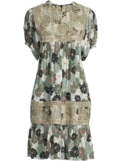 Nicole Miller Delilah Floral-print Dress In Green