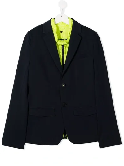 Hugo Boss Teen Layered Single-breasted Blazer In Blue