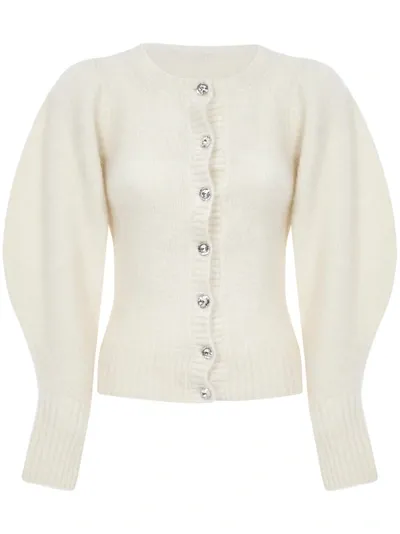 Wandering Crystal-button Cardigan In Neutrals