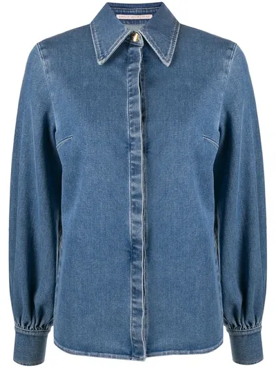 Emilia Wickstead Petula Balloon-sleeve Shirt In Blue