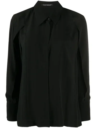 Luisa Cerano Point Collar Long Sleeved Shirt In Black