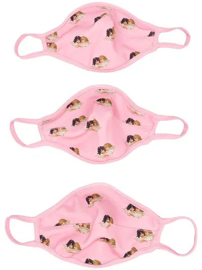 Fiorucci Angels Print Face Masks (pack Of 3) In Pink