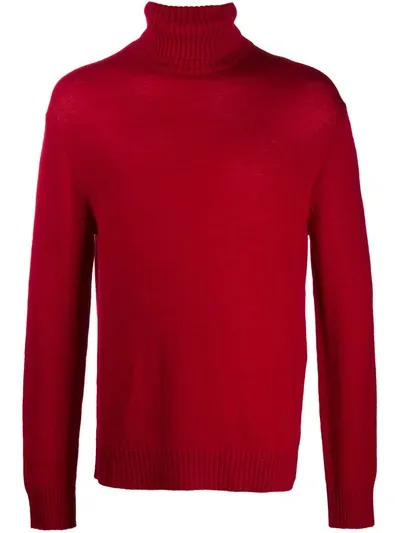 Jil Sander Roll Neck Jumper In Red