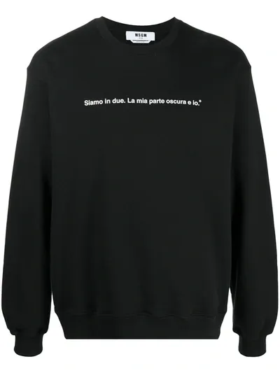 Msgm Slogan Print Sweatshirt In Black