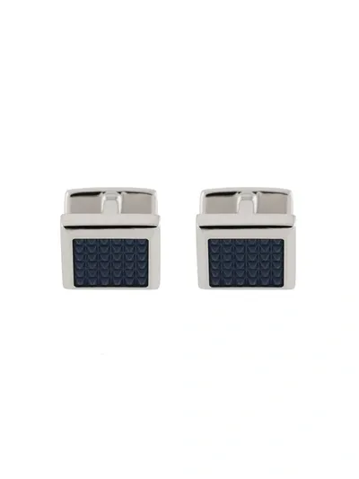 Hugo Boss Square Contrast-core Cufflinks In Silver