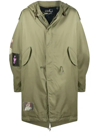 Fred Perry Detachable Liner Parka Coat In Green