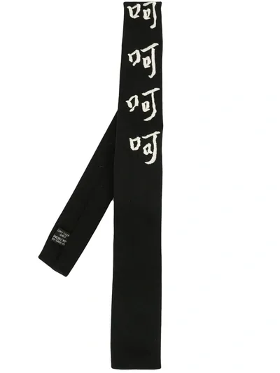 Yohji Yamamoto Embroidered Wool Tie In Black