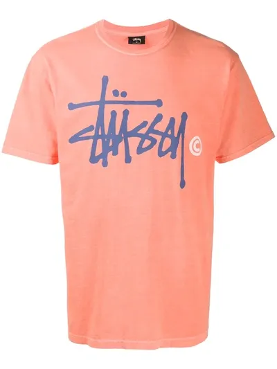 Stussy Logo Print T-shirt In Orange