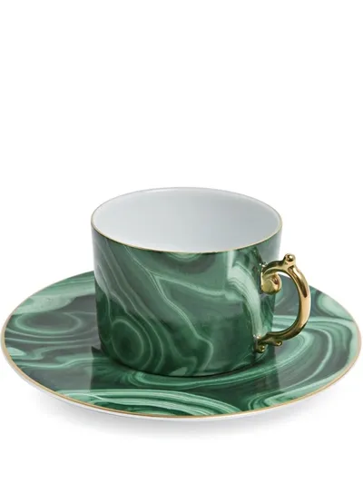 L'objet Malachite Tea Cup Set In Green, Gold