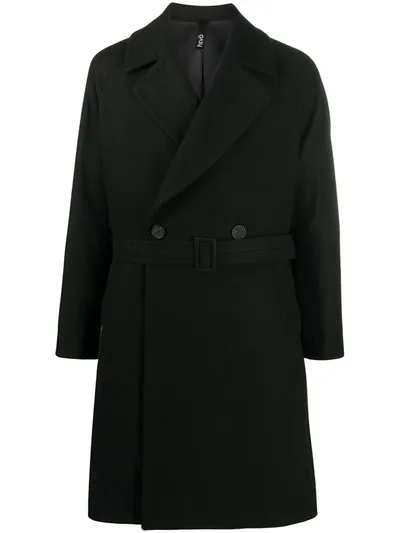 Hevo Double-breasted Wool Trench Coat In Black