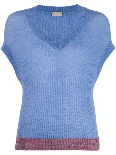 Mrz Sleeveless V-neck Jumper In Blue