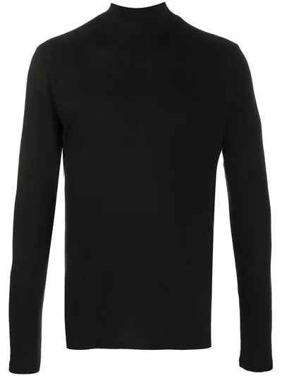 Majestic High Neck Long Sleeve Top In Black