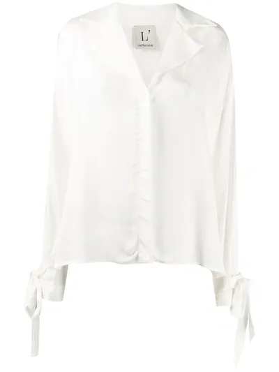 L'autre Chose Tie-sleeve Buttoned Blouse In White