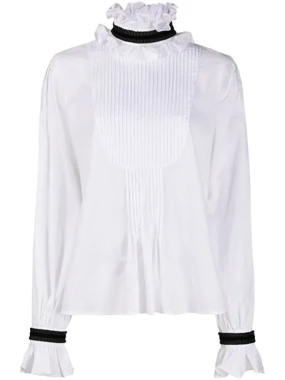 Wandering Ruffle Packet Blouse In White