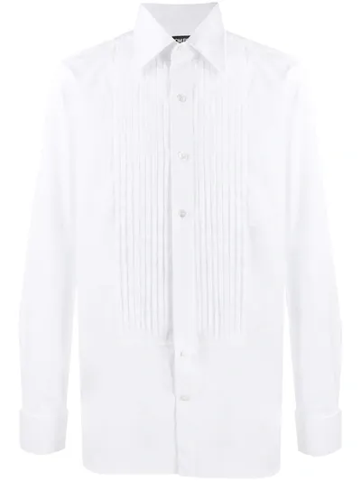 Tom Ford Pleat Detail Cotton Shirt In White