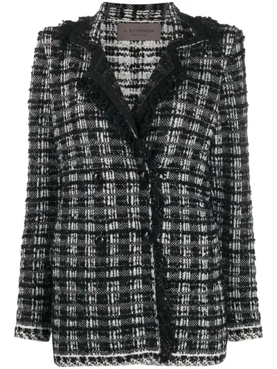 D-exterior Tweed Double-breasted Blazer In Black