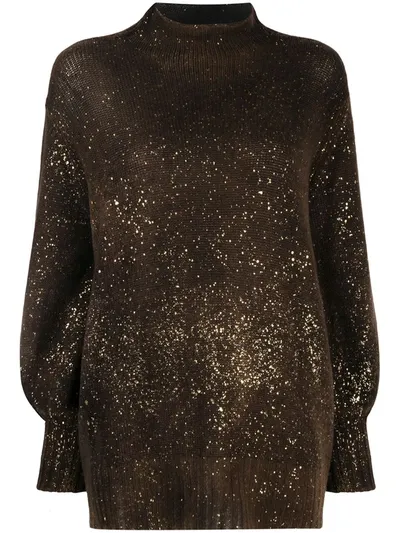 Avant Toi Glittered Cashmere Jumper In Brown