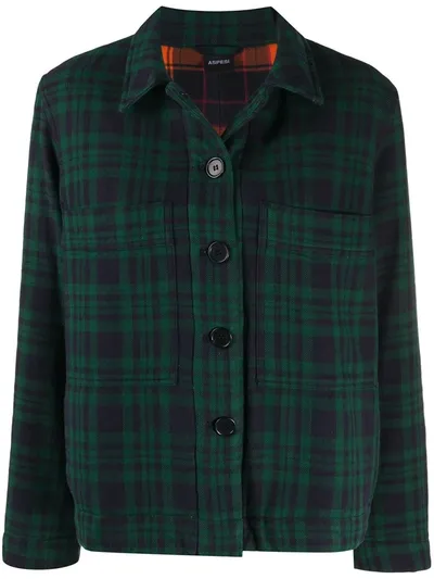 Aspesi Check Print Shirt Jacket In Green