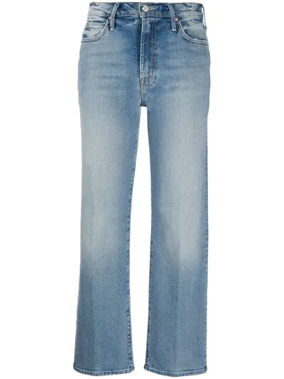 Mother Straight-leg Cropped Jeans In Blue