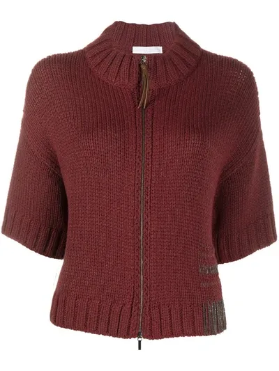 Fabiana Filippi Chain-link Detail Cardigan In Red