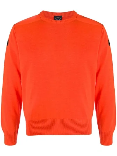 Paul & Shark Logo Long-sleeve Jumper In Orange