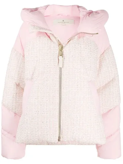 Nicole Benisti Shell-panelled Tweed Puffer Jacket In Pink