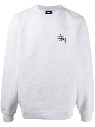 Stussy Gray 'basic Crew' Sweatshirt In Grey