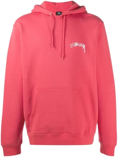 Stussy Graphic-print Drawstring Hoodie In Orange