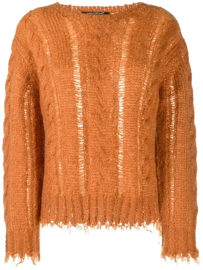 Luisa Cerano Cable Knit Round Neck Jumper In Orange