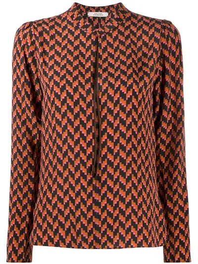 Dorothee Schumacher Striped Silk Shirt In Orange