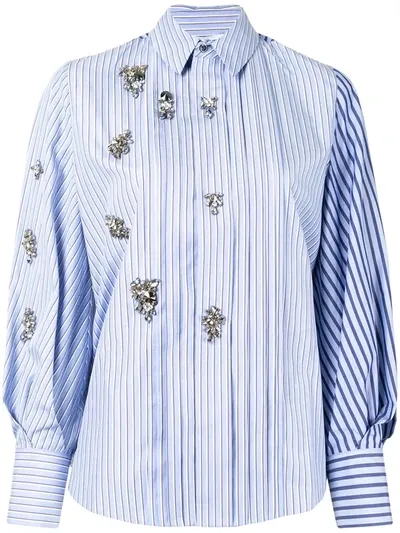 Dice Kayek Crystal-embellished Striped Shirt In Blue