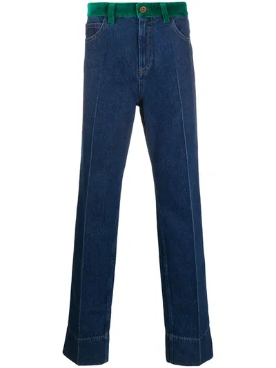 Wales Bonner Contrast Waist Bootcut Jeans In Blue