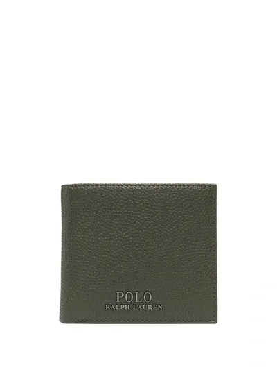 Polo Ralph Lauren Pebbled Leather Bill-fold Wallet In Green