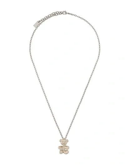 Msgm Teddy Bear Pendant Necklace In Silver