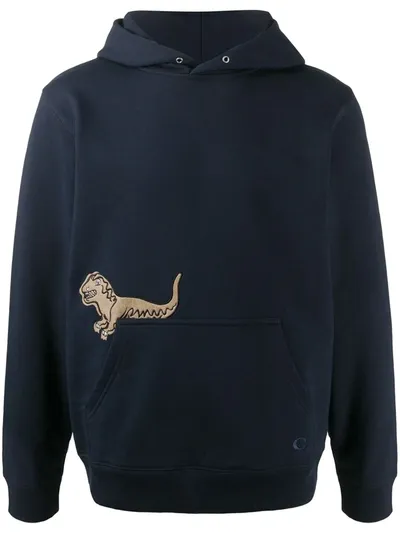 Coach Dinosaur-embroidered Hoodie In Blue