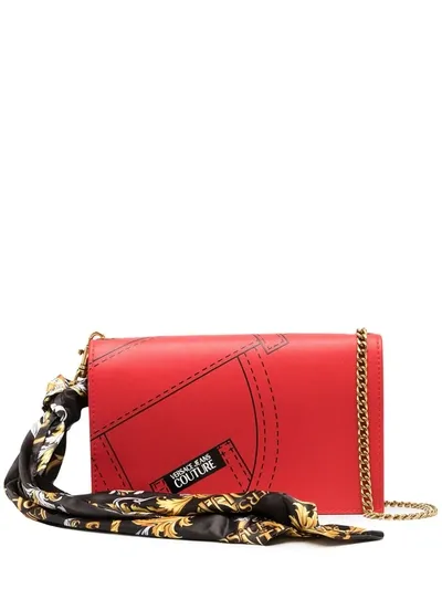 Versace Jeans Couture Graphic Stitch Print Shoulder Bag In Red