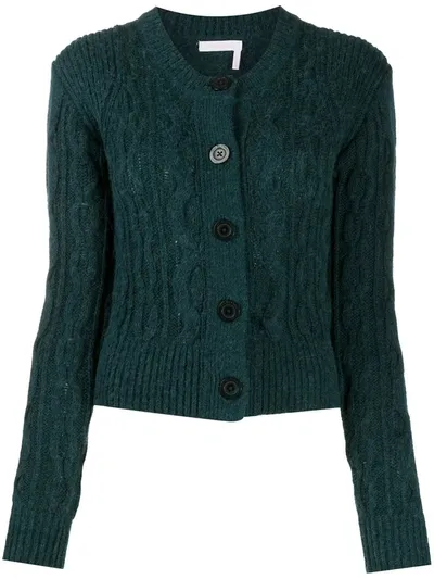 See By Chloé Cable-knit Cardigan In Green