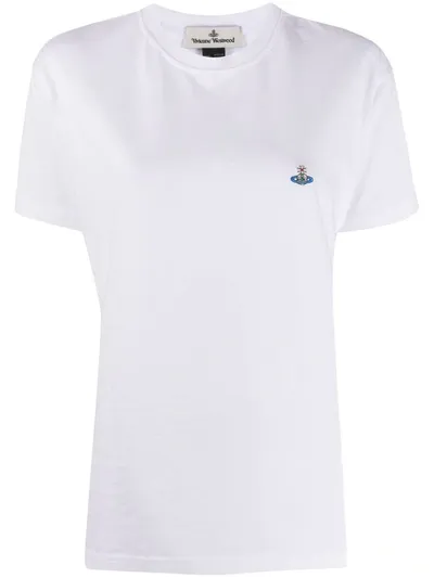 Vivienne Westwood Logo-embroidered Crew-neck T-shirt In White