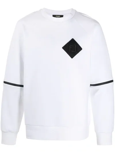 Fendi Diamond Logo Patch Sweatshirt In White