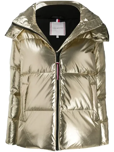 Tommy Hilfiger Hooded Down Jacket In Gold