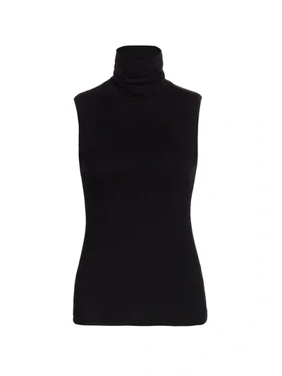 L Agence Carlissa Velvet Sleeveless Turtleneck Top In Black