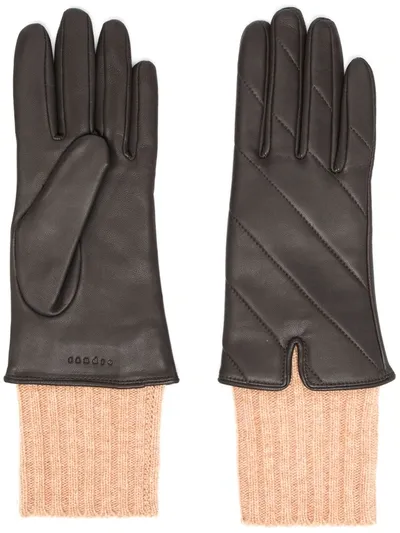 Sandro Logo-embossed Gloves In Brown