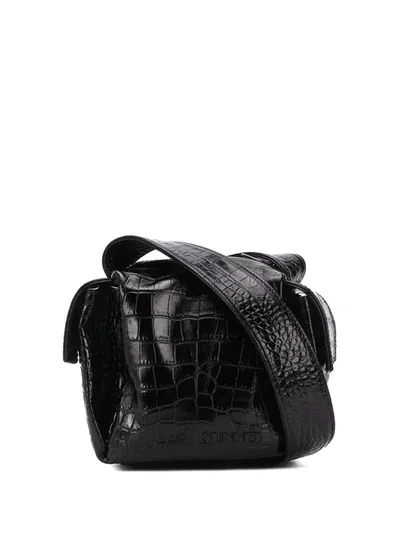 Sunnei Lacubetto Crocodile-effect Crossbody Bag In Black