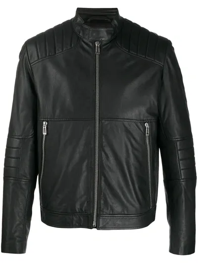 Hugo Zip-up Leather Jacket In Black